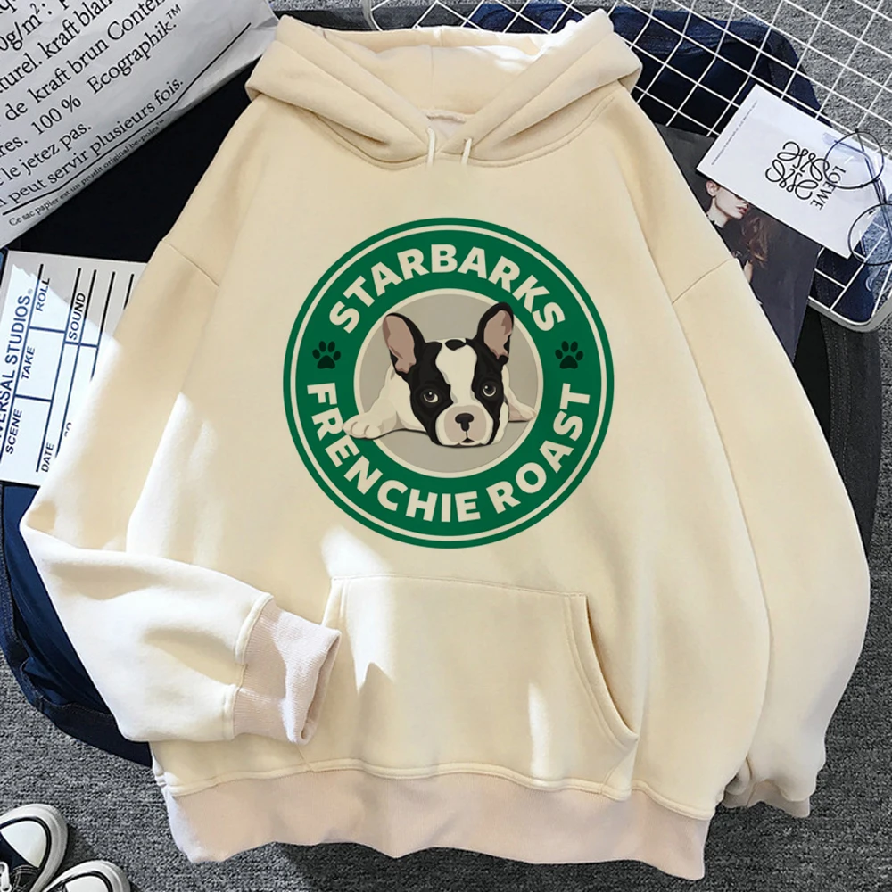 French Bulldog hoodies women vintage long sleeve top Korean style harajuku Hood female aesthetic clothes