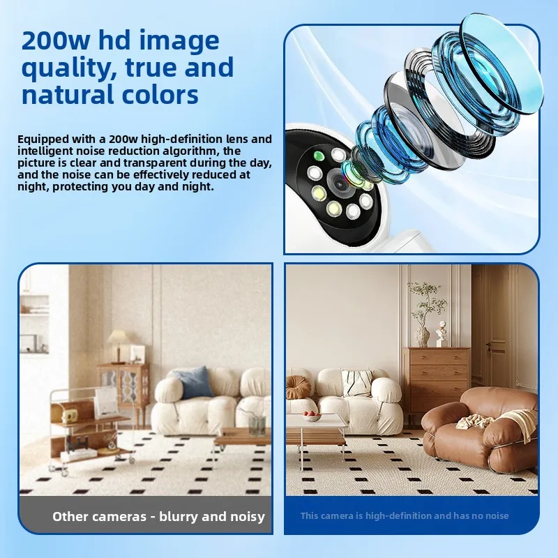 3MP WIFI Smart Camera Security Protection Baby Monitor Mini Cam Full Color Night Vision Ai Human Tracking Two-Way Audio ICSEE