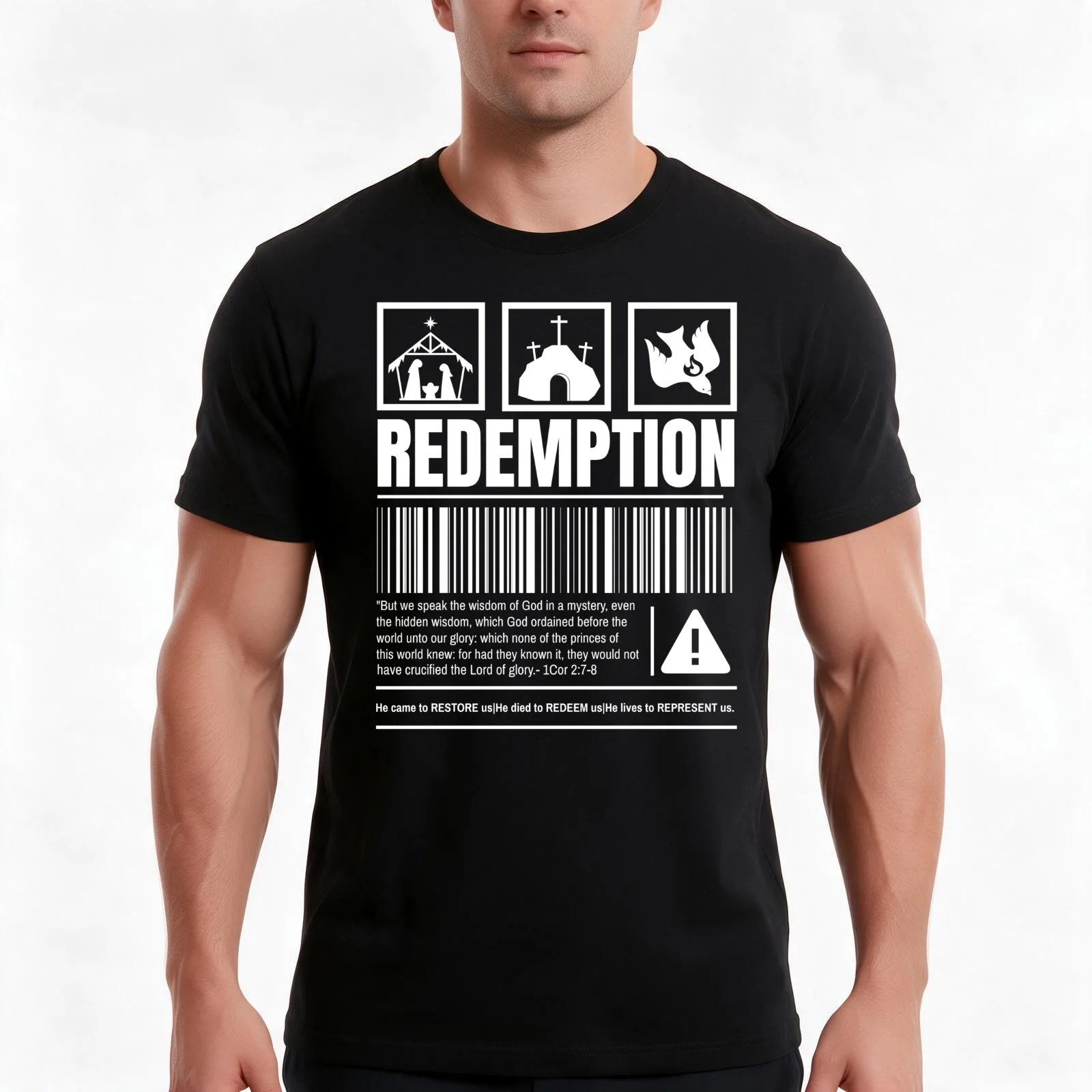 Redemption Through Jesus Christ Church T-Shirt, Summer Casual Cotton Tee, Oversized Streetwear Tops, Vintage Graphic Print