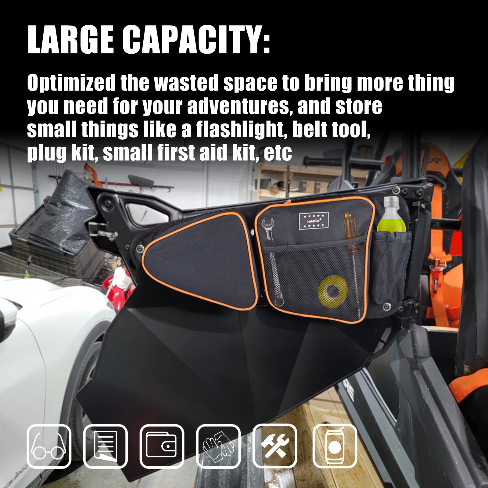 UTV Accessories Waterproof Offroad Front Door Side Storage Bags with Knee Pad for Polaris RZR XP Turbo S 1000 S900 2014-2022