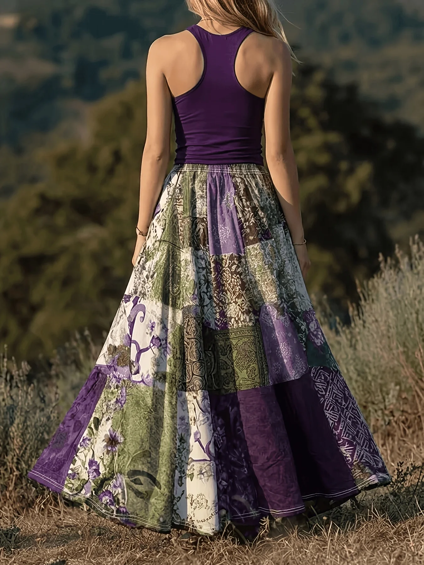 European Fashion Casual Floral Print Half Skirt for Women Trendy Countryside Style Ladies' Skirts
