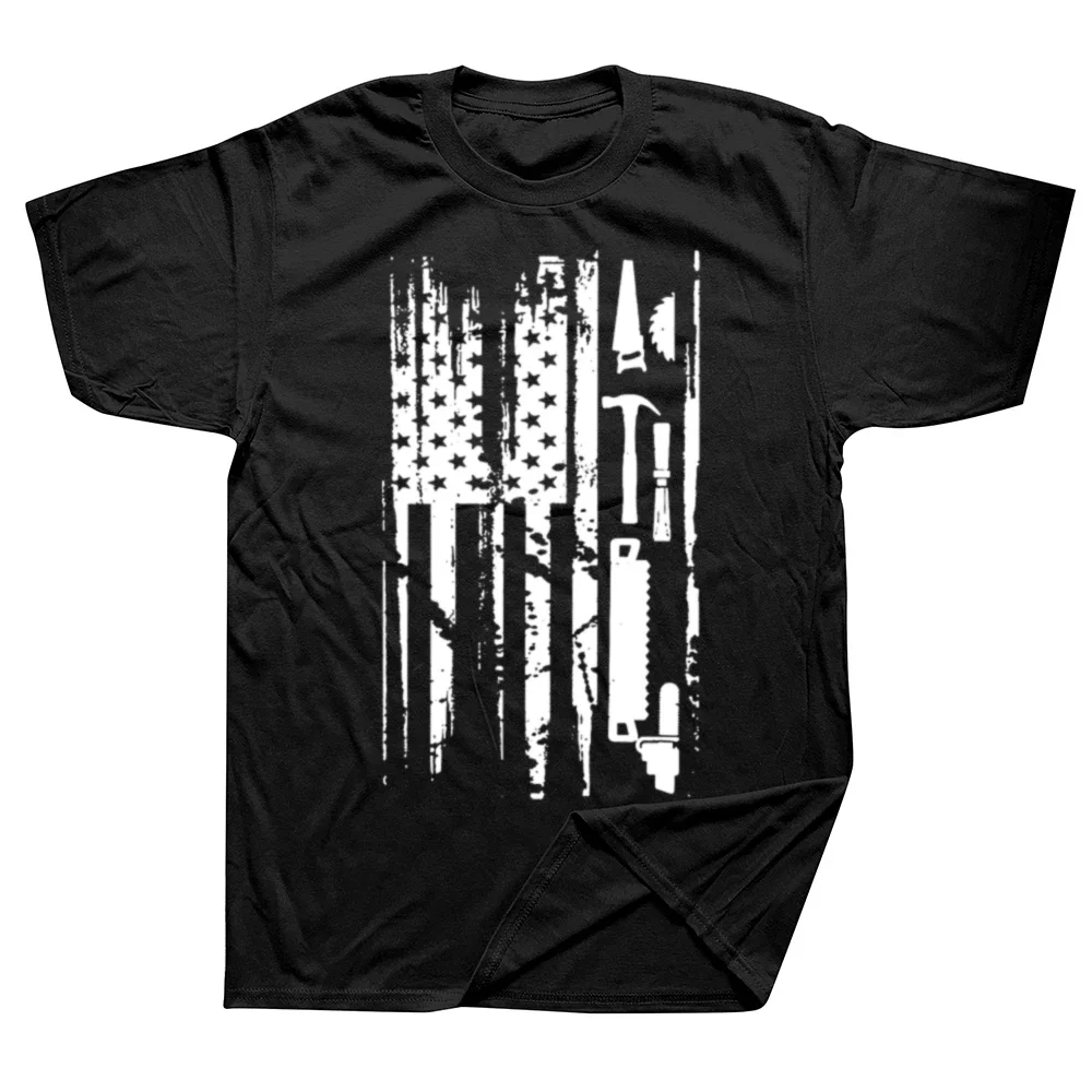 

Fun carpenter print T-shirt, summer men graphic 100% cotton casual fashion top short sleeve