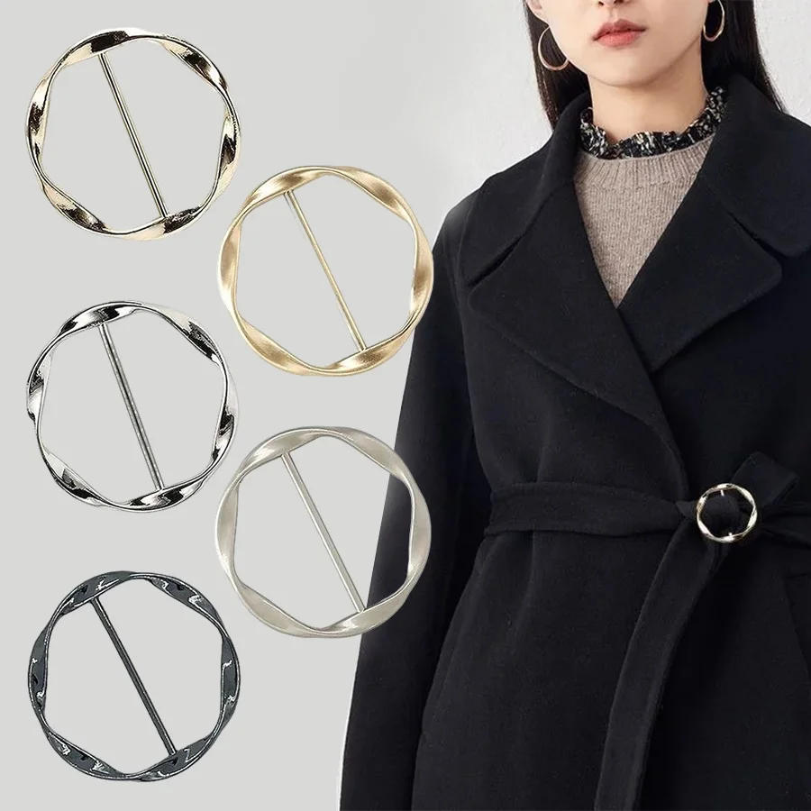 2/5 pièces mode métal rond cercle pince boucle vêtements anneau porte-enveloppe foulard en soie anneau Clip T-shirt cravate pince femme ornement