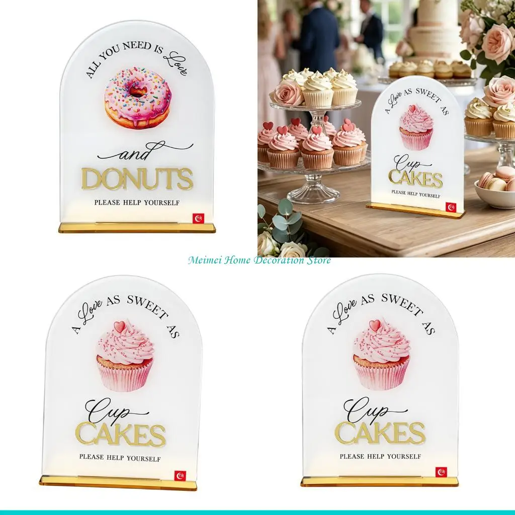 H7BF Wedding Dessert Table Sign Acrylic Dessert Table Direction Sign For Engagement Wedding Baby Showers Birthday Event