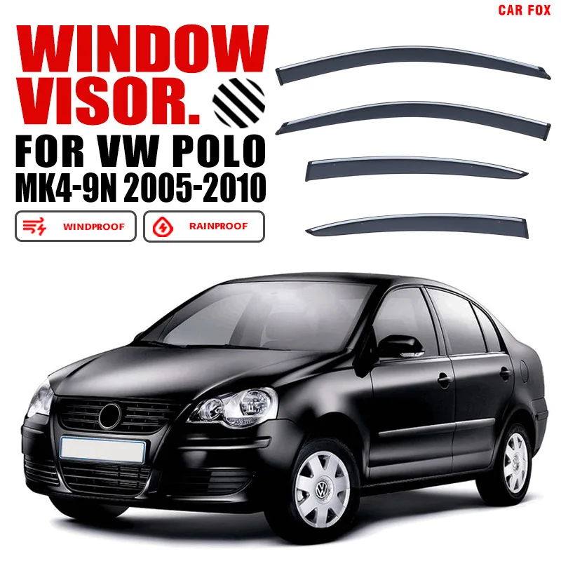 For Volkswagen VW Polo 2005-2019+ Car Window Visor Awning Shelters Windshield Side Window Rain Sun Shade Auto Accessories