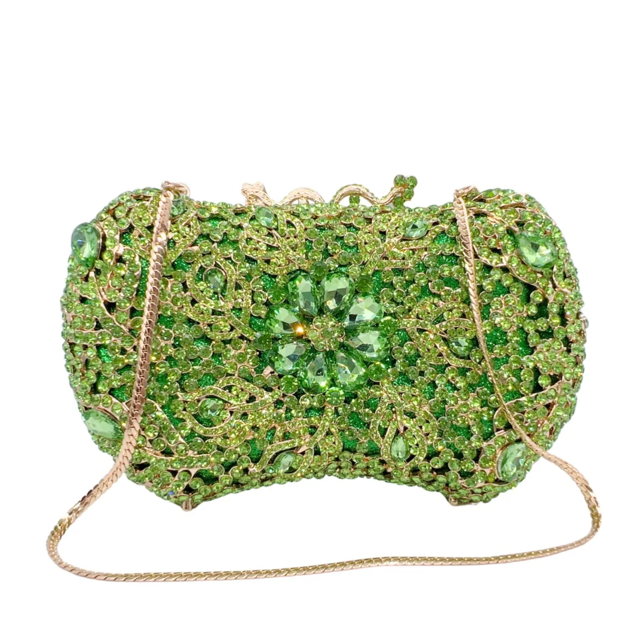 

Diamond Dinner Bag Metal Hollow Rhinestone Banquet Women's Rhinestone Clutch Trendy Snap Closure Handbag