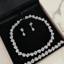 Women Wedding Jewelry Geometric Halo CZ Cluster Tennis Choker Necklace Various Shaped 5A Cubic Zirconia Iced Out Bling Jewelry