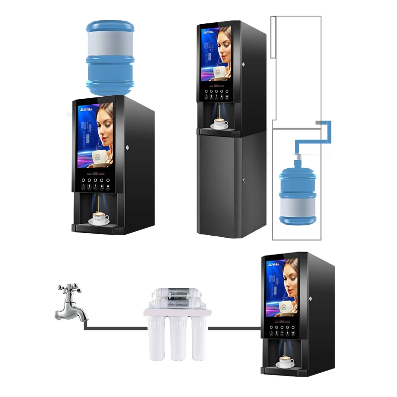 E-30SW Instant Coffee Machine Milk Tea Vending Machine Automatic Coffee 3 Flavours and Hot Water Dispenser