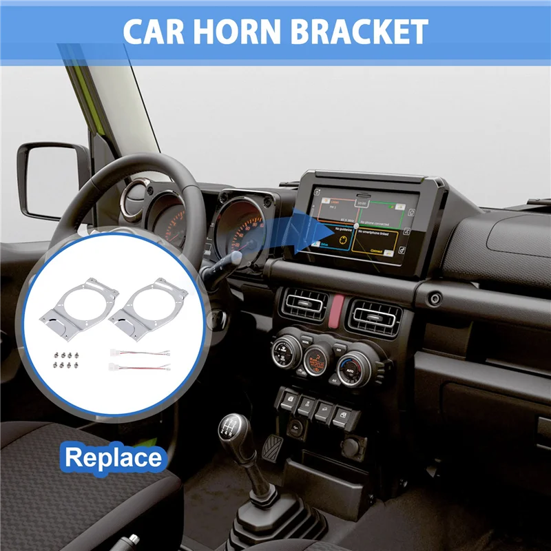 AC34-Horn Bracket Rear 5 Inch Speaker Bracket Kit For Suzuki Jimny 2019 2020 2021 Accessories 99197-77R10 With Wire Harness