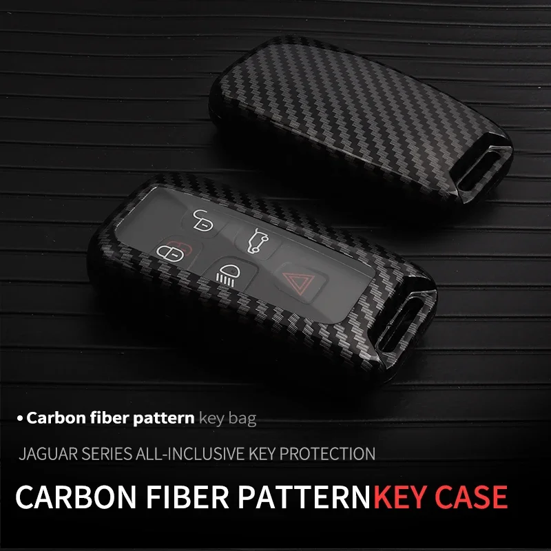 New Fashion Carbon Fiber+TPU Car Smart Remote Key Case Bag Housing For Jaguar XJ XE XF XFL XEL F-PACE F-TYPE Accessories