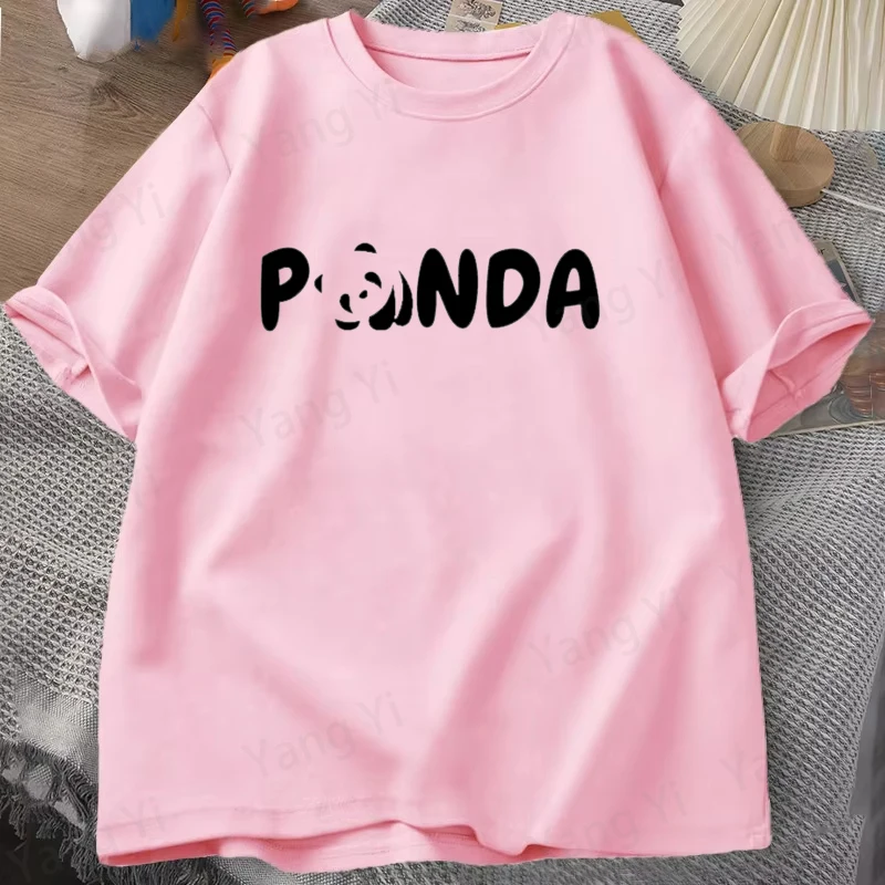 Cute Panda Letter Print Men Women T-shirts Summer Cool Short Sleeve Unisex Casual T-shirts Fashion Casual Men Women T-shirts Tee