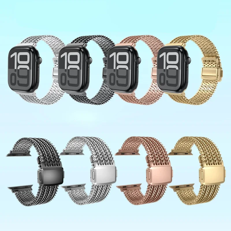 Magnetic Stainless Steel Strap for Apple Watch Band 10 46mm 42mm 49mm 45mm 41 44mm Metal Bracelet IWatch 9 8 7 6 3 5 Se Ultra 2