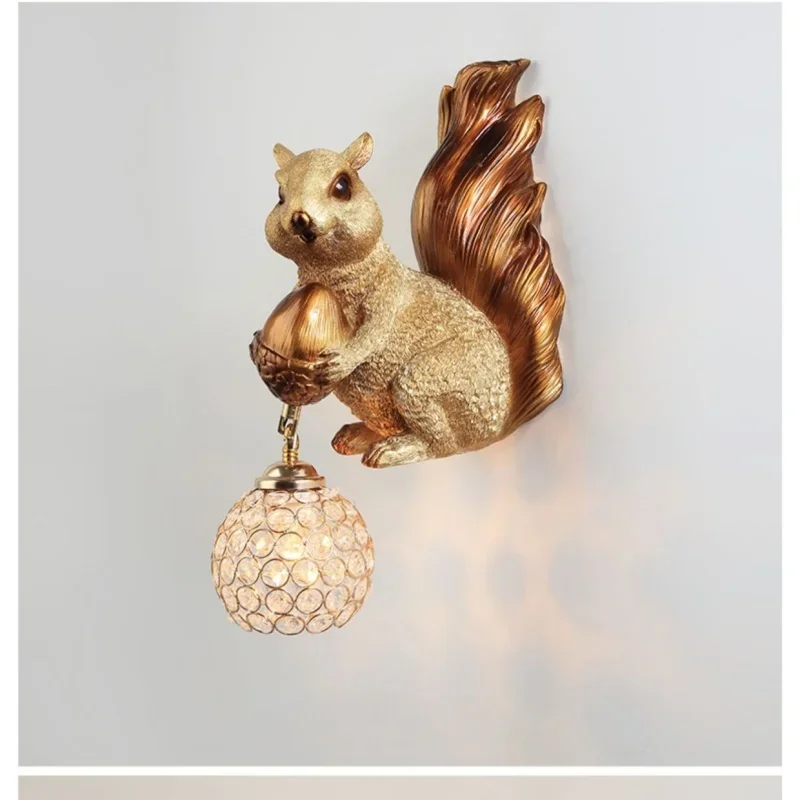 TechHPCreative Squirrel Art LED Wall Light Corridor Bar Counter Bedroom Study Staircase Living Room