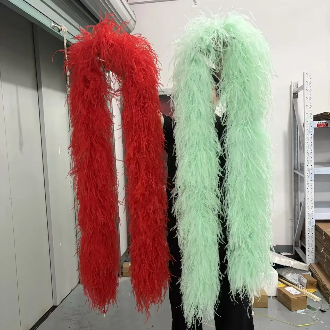 Red Ostrich Feather Boa 6/8/10/15/20Ply 2M Fluffy Wrap Scarf for Wedding Bridal Dress Decoration DIY Craft Costume Party Supplie