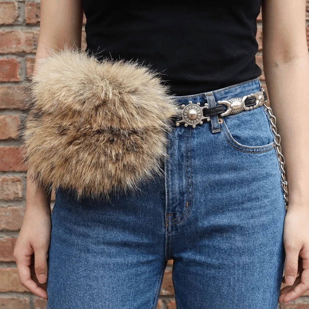 شخصية بولي Leather الجلود الجلود الفراء حزام فو الفراء الشرير أفخم حزام الكورية نمط تنوعا Y2K حزام الإناث/الفتيات