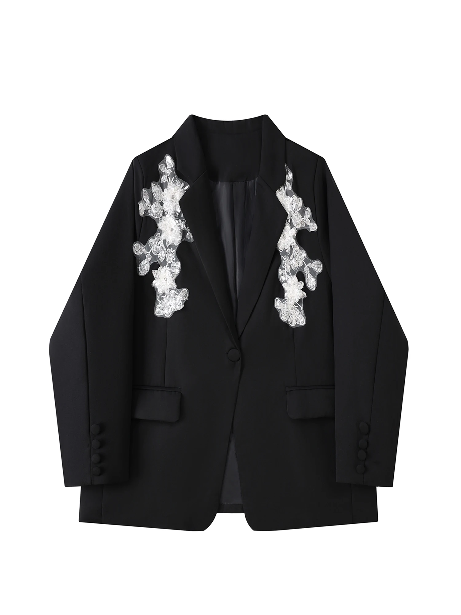 

Women's Black Gothic Emo Embroidery Blazer Jacket Y2k 2000s Vintage Suit Coat Long Sleeve Single Breasted Outerwear Autum 2025