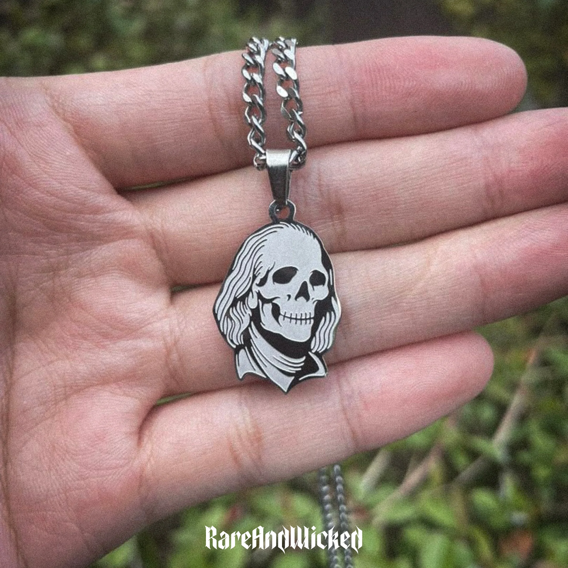 الهيب هوب بنيامين فرانكلين تند القوطي القلائد للنساء الرجال سلاسل مجوهرات من صلب لا يصدأ المختنق سلاسل قلادة الديكور #2