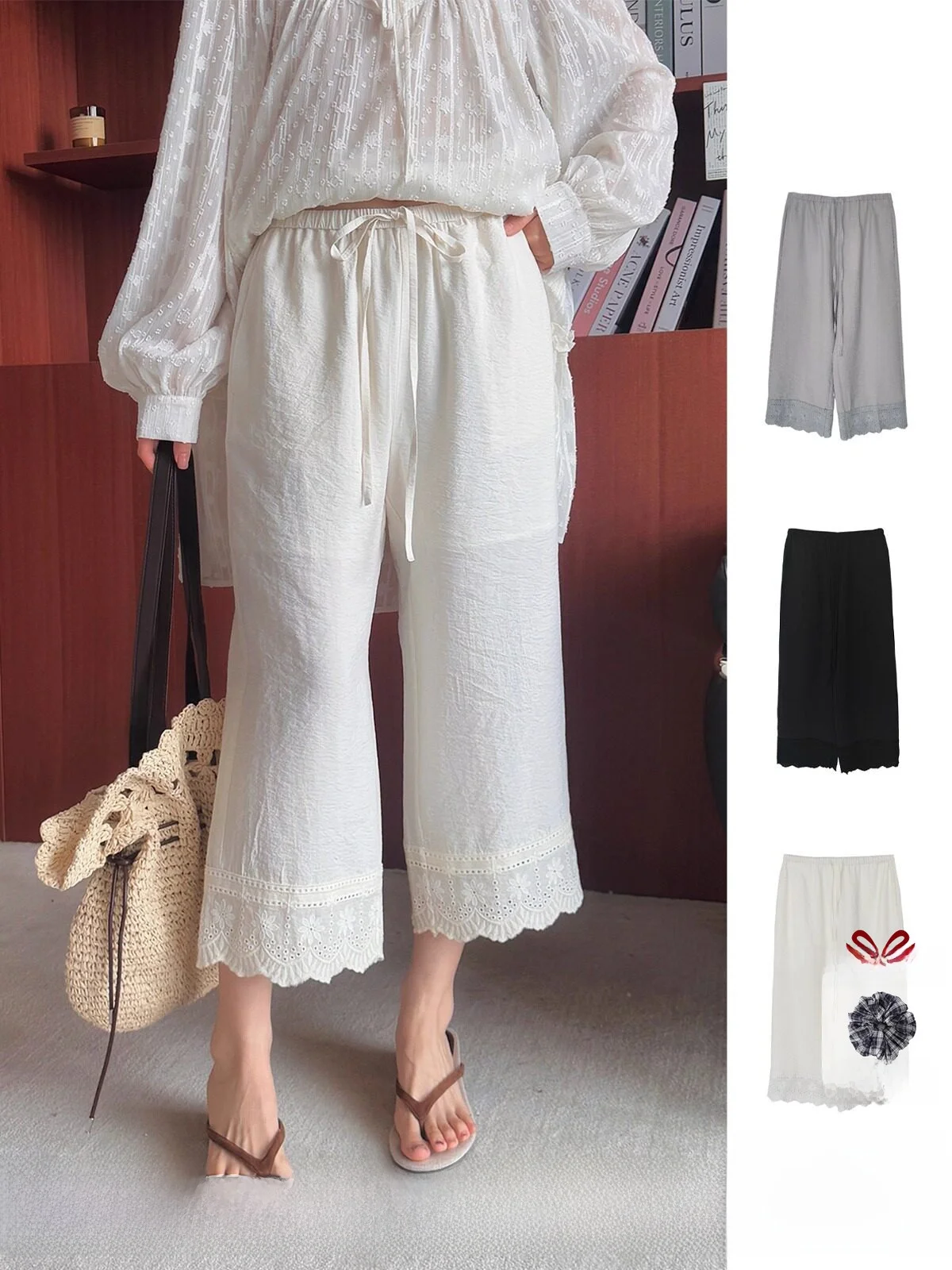 

Брюки UHOOWU: Шелковые прямые укороченные брюки с высокой талией, эластичным поясом, простые, элегантные, для офиса, модные женские брюки