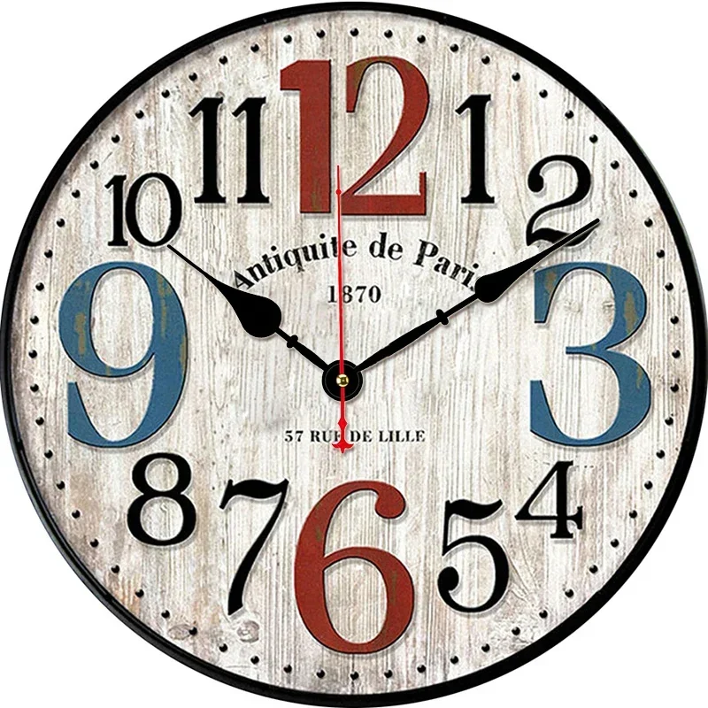 Retro Style Wall Clock Round Silent Clocks Wall Mounted Carfts Art Decor For Home Bedroom Living Room Office Decoration