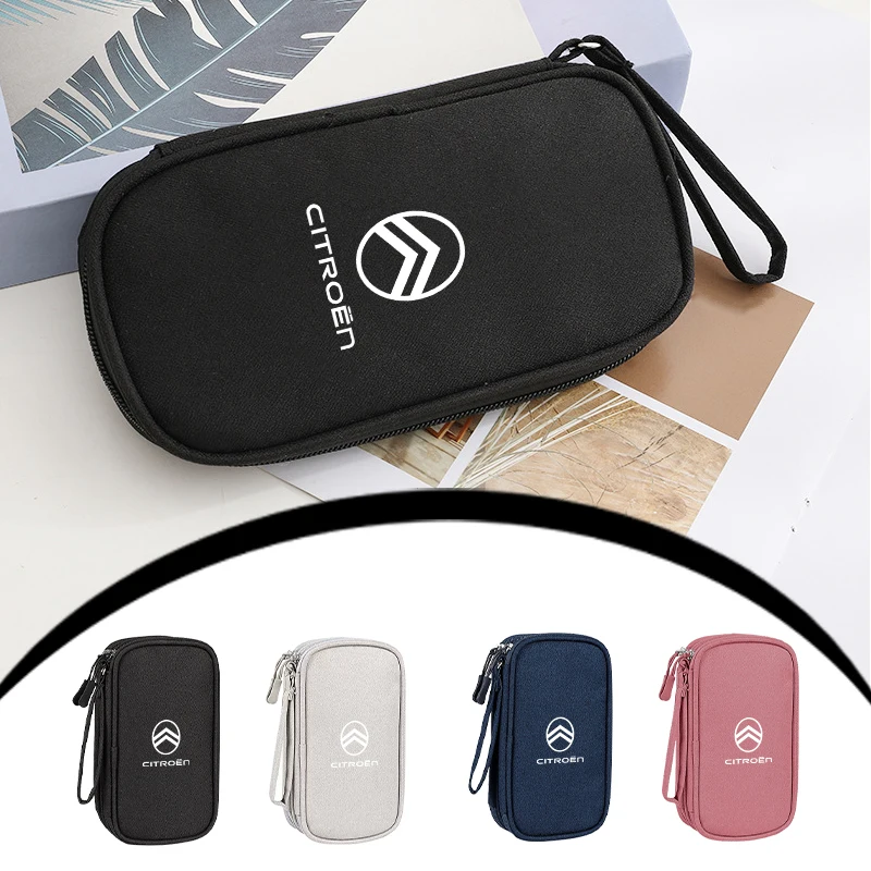 Car Digital Storage Bag USB Data Cable Organizer Accessories For Citroen C4 C3 C5 C1 C2 VTS Berlingo Celysee Xsara Picasso - view 2