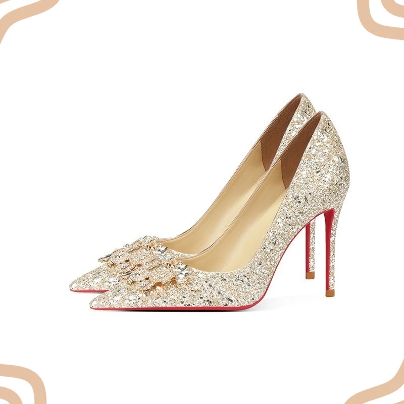 Bling Women's Shoes Exquisite Rhinestone Pointed Toe High Heels for Woman Luxury Wedding Shoes Designer Shoes Zapatos Mujer