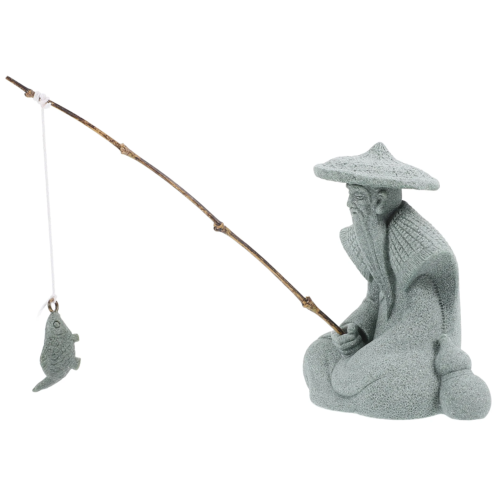 

Bonsai Figurines Asian Decor Fish Tank Desktop Fisherman Statue Decorative Accessories