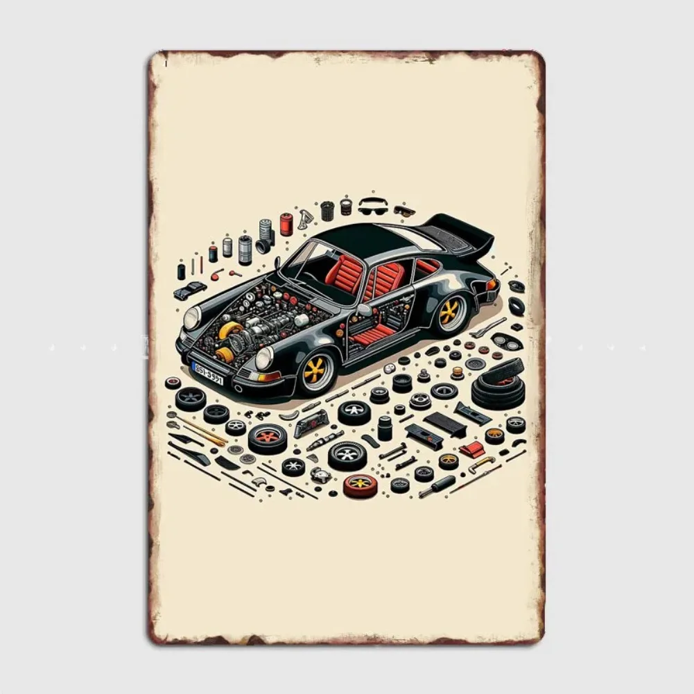 Classic 911 Car Metal Poster Wall Decor Vintage Tin Sign for Home Garage Club