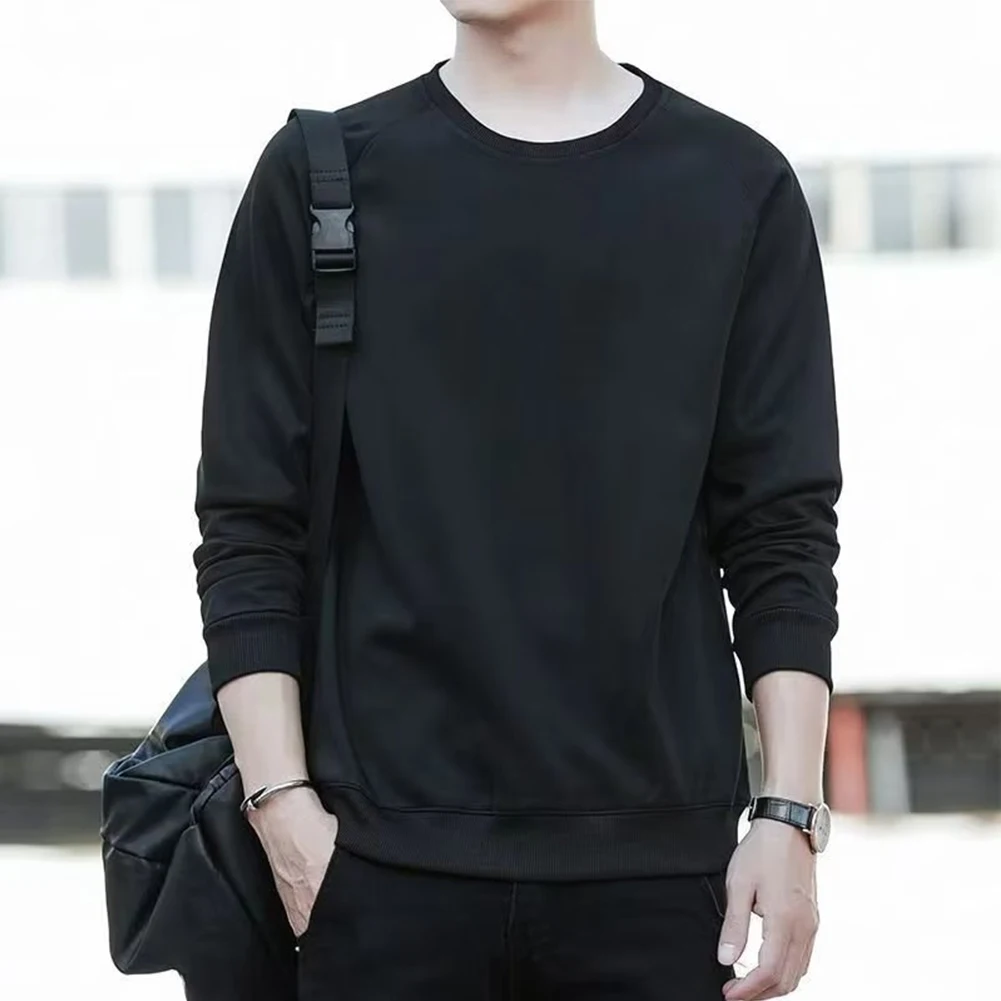 Comfy Fashion Top Man Clothes Bottoming Tops Casual Pullover Long Sleeve T-Shirt Round Neck Slim Fit Tees For Man