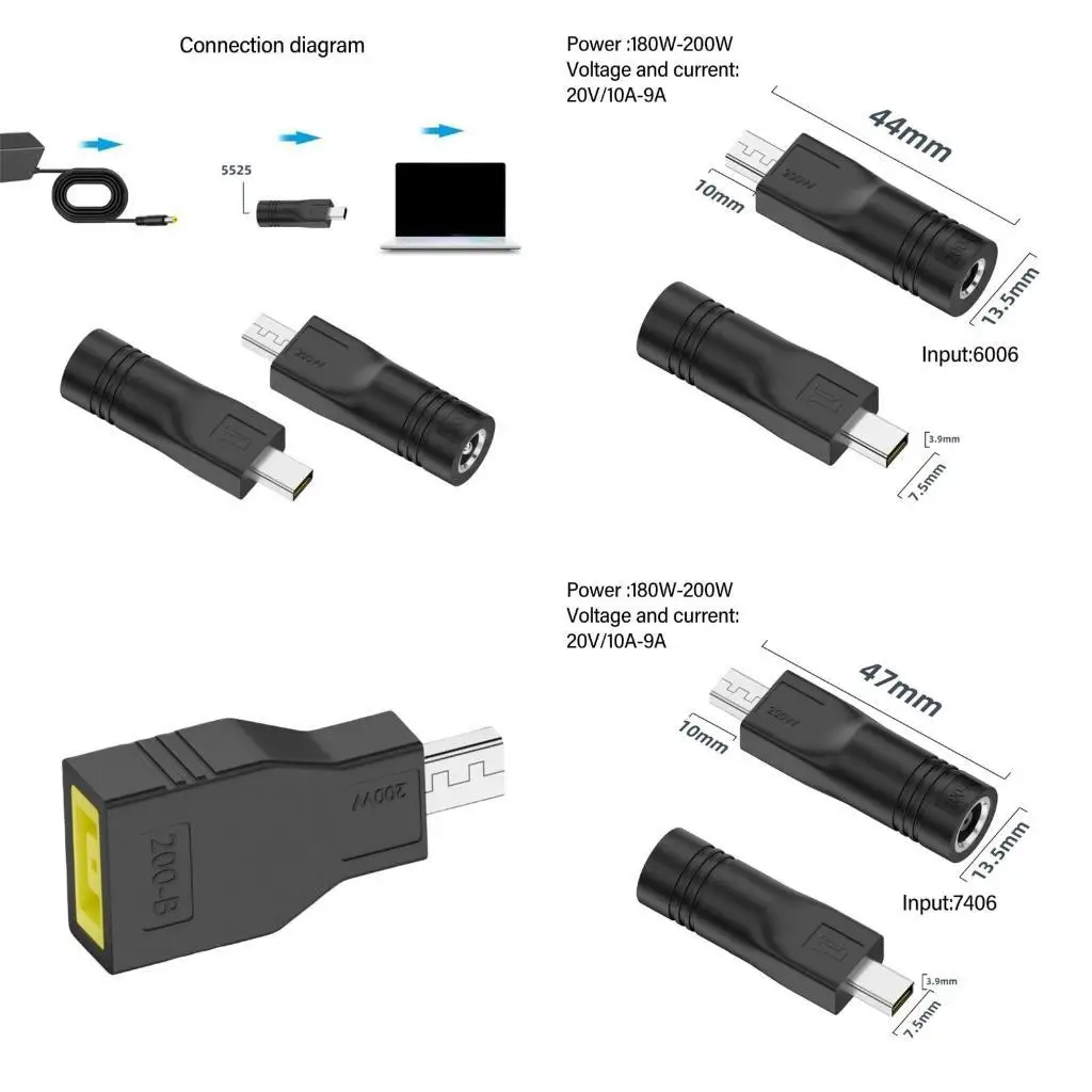 

652F DCs Female to Square Plug Connectors Power Adapter 180-220W Provides Secure