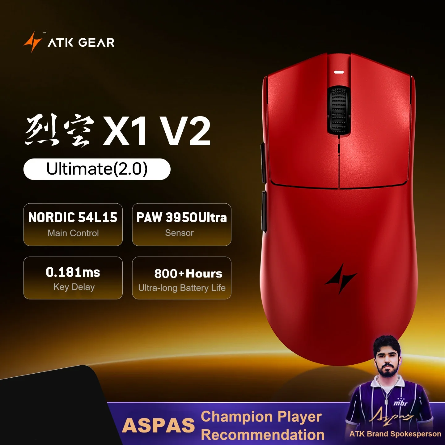 ATK X1 V2 Ultimate 2.0 Mouse Wireless PAW3950Ultra 54g Lightweight 42000DPI 750IPS 0.163ms Low Latency Gamer Accessory Gifts image 3