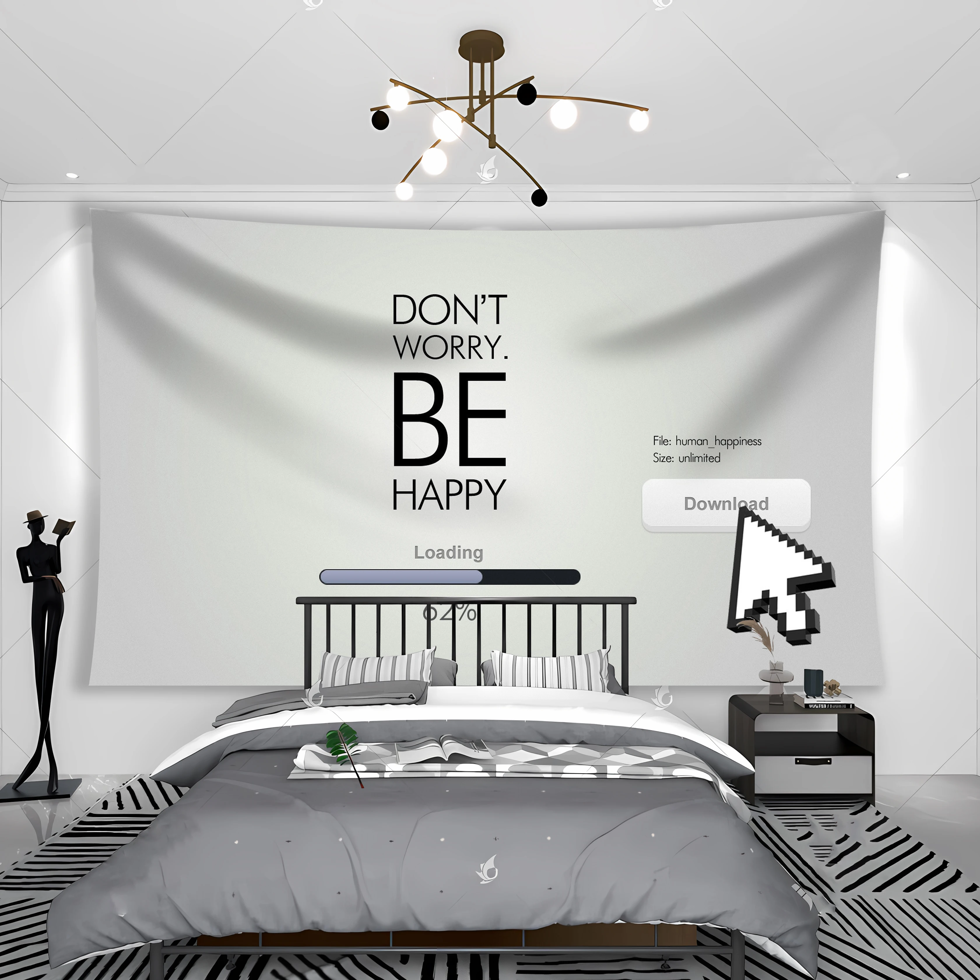 

Don'T Worry Be Happy Funny Tapestry Banner Flag Inspirational Positive Energy Student Dormitory Room Bedside Hanging