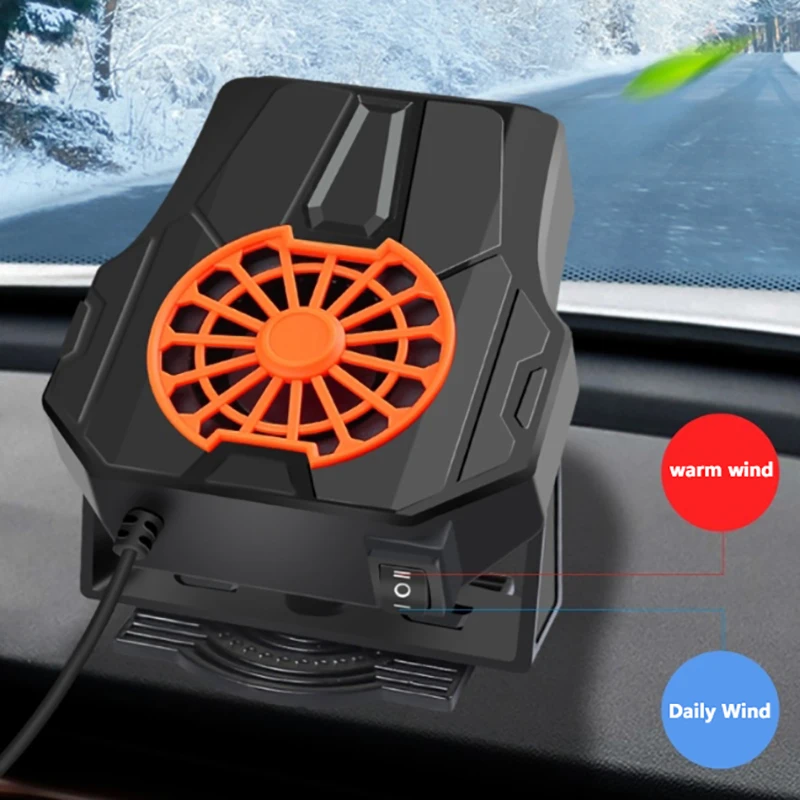 

Electric Car Heater Air Cooler Fan 12V/24V Portable Demister Defroster Heating Fan 120W Dryer Windshield Defogging Accessroies