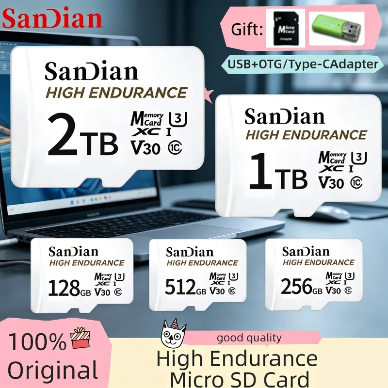 128GB 2026 V30 U3 C10 High Endurance Micro TF SD Card Durable Memory Card for Home Security Dash Cam Drones Camera
