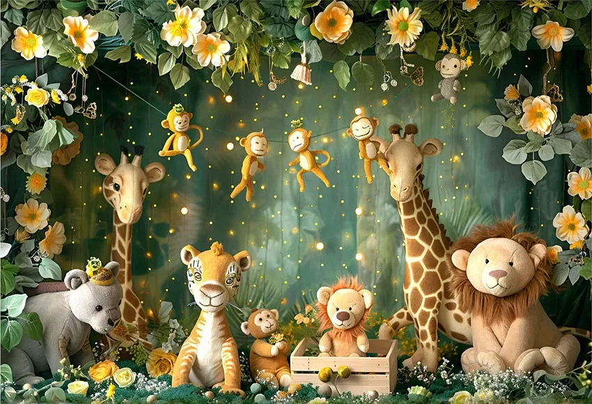 Mehofond Photography Background Jungle Animal Safari Wild One Boy Birthday Party Cake Smash Portrait Decor Backdrop Photo Studio