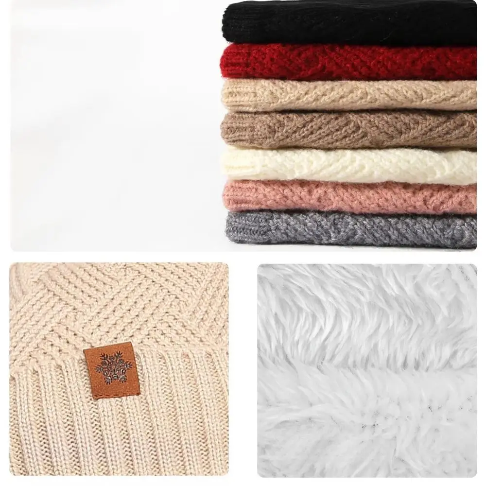 3pcs Neck Protector Solid Color Hat Scarf Gloves Set Warm Wool Thermal Knit Cap Simple Soft Winter Beanie Hat Cold Weather