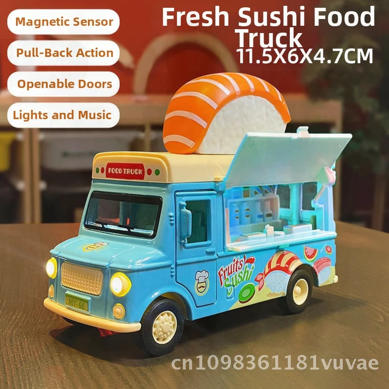 Mingyuan versión Q, modelo de coche de aleación extraíble, juguete de inducción magnética con temática de comida rápida para niños, casa de juegos transfronteriza caliente