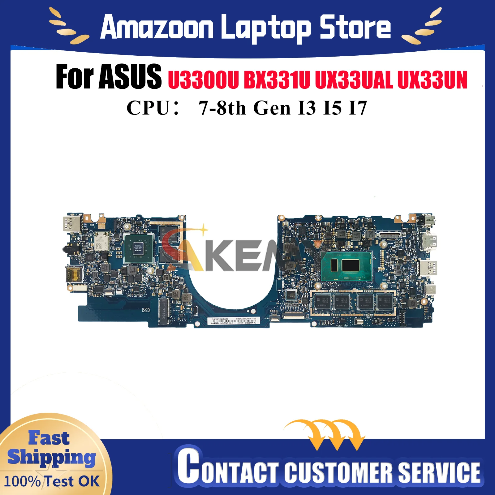 

UX331UN Laptop Motherboard For ASUS ZenBook UX331 U3300U BX331U UX33UAL UX33UN Mainboard W/ I3 I5 I7 CPU 100% tests OK fast ship