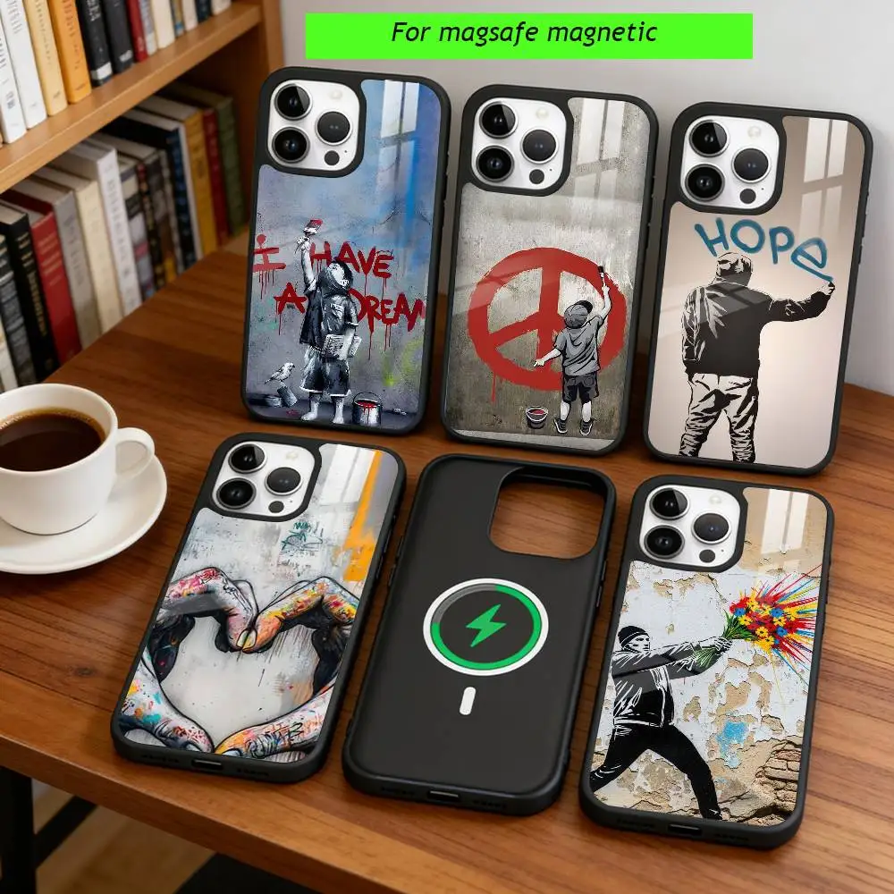 

Banksy Graffiti Art Phone Case For iPhone17,16,15,14,13,12,11 Plus,Pro Magnetic with Magsafe Wireless Charging