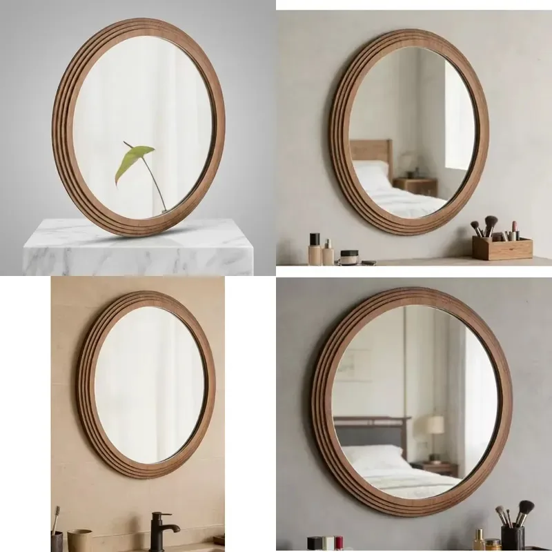 French Retro Style Round Wall Hanging Decorative Mirror