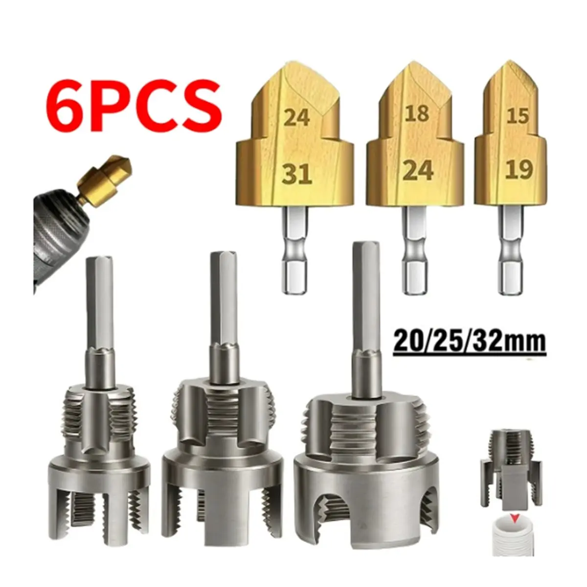 【AA58】 PPR Pipe Threading and Reaming Tool Kit - Professional Threader for Plumbing, Electric Drill Style Threading Tool