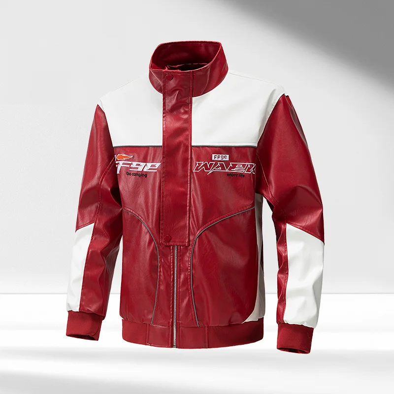 

Gorasion Men's Fashion Comfortable and Breathable Multicolored PU Jacket Stand-up CollarBreathable and Sweat-wicking Coat