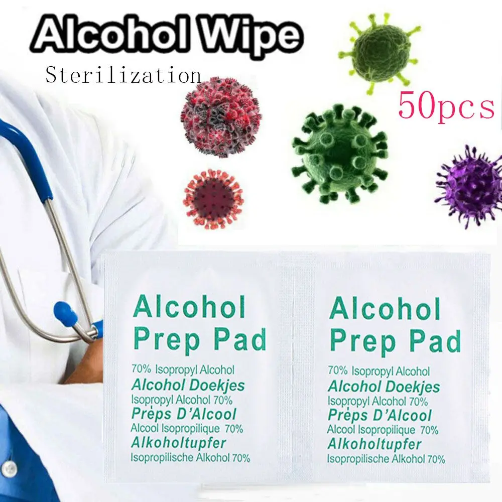 Home Use Travel Disinfection Sterilization Skin Cleaning Sanitary Paper 70% Alcohol Wet Wipes Alcohol Swabs Pads