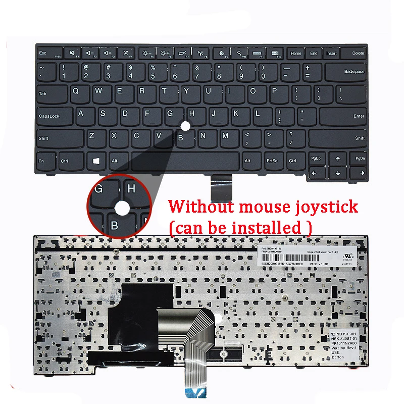 New Laptop Rreplacement Keyboard Compatible for Lenovo IBM Thinkpad E450 E460 E465 E455 W450 E450C