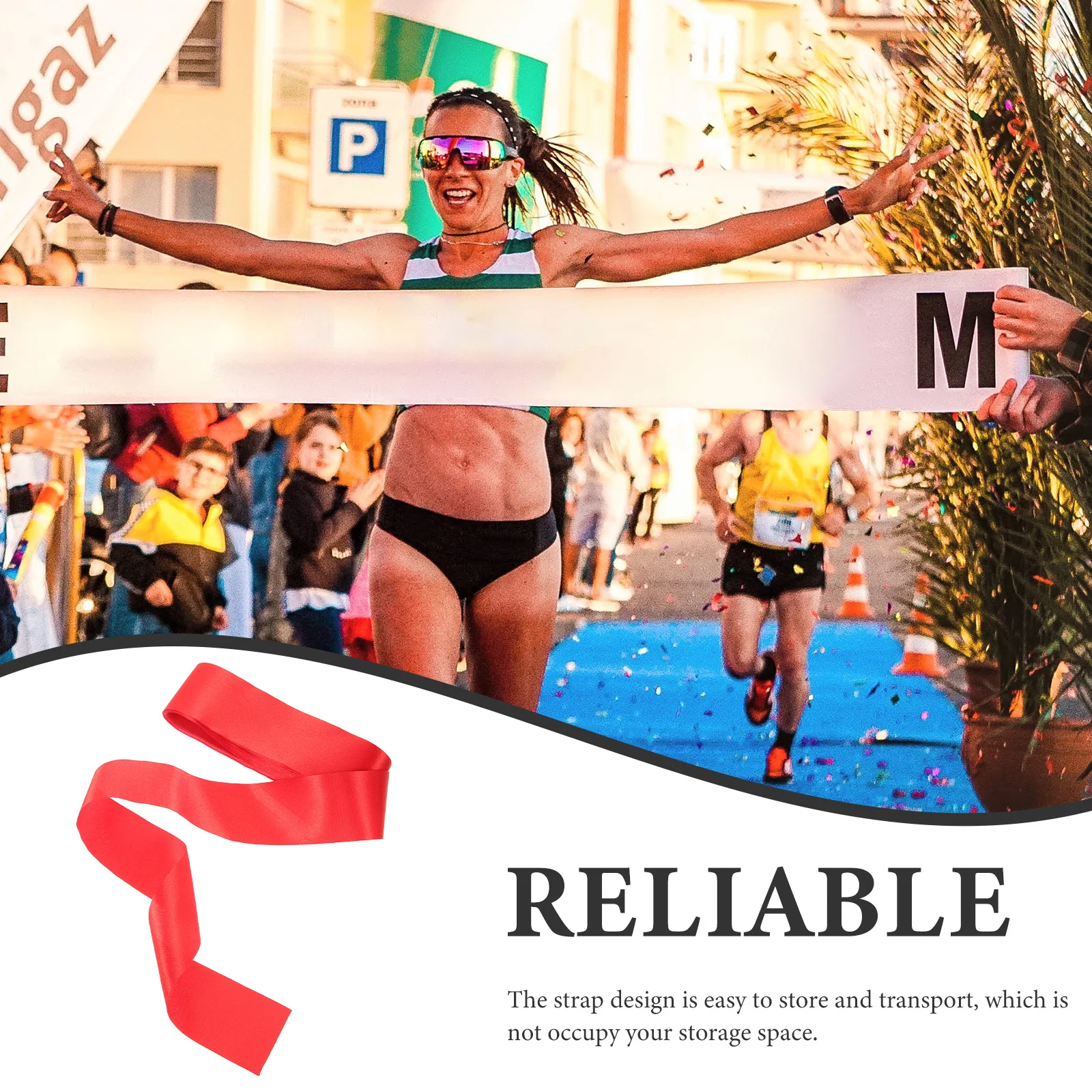 1 لفة من حبل ألعاب القوى بألوان زاهية ومقاوم للاهتراء وحزام نهائي للمناسبات الجريية للتحكم في حركة المرور والبناء الرياضي