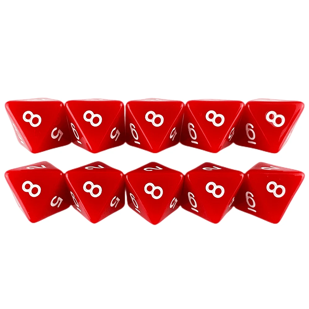 D8 Polyhedral Dice 15.5mm TRPG DND Digital Dice Game Set 8 Sides 10Pcs for Board Game
