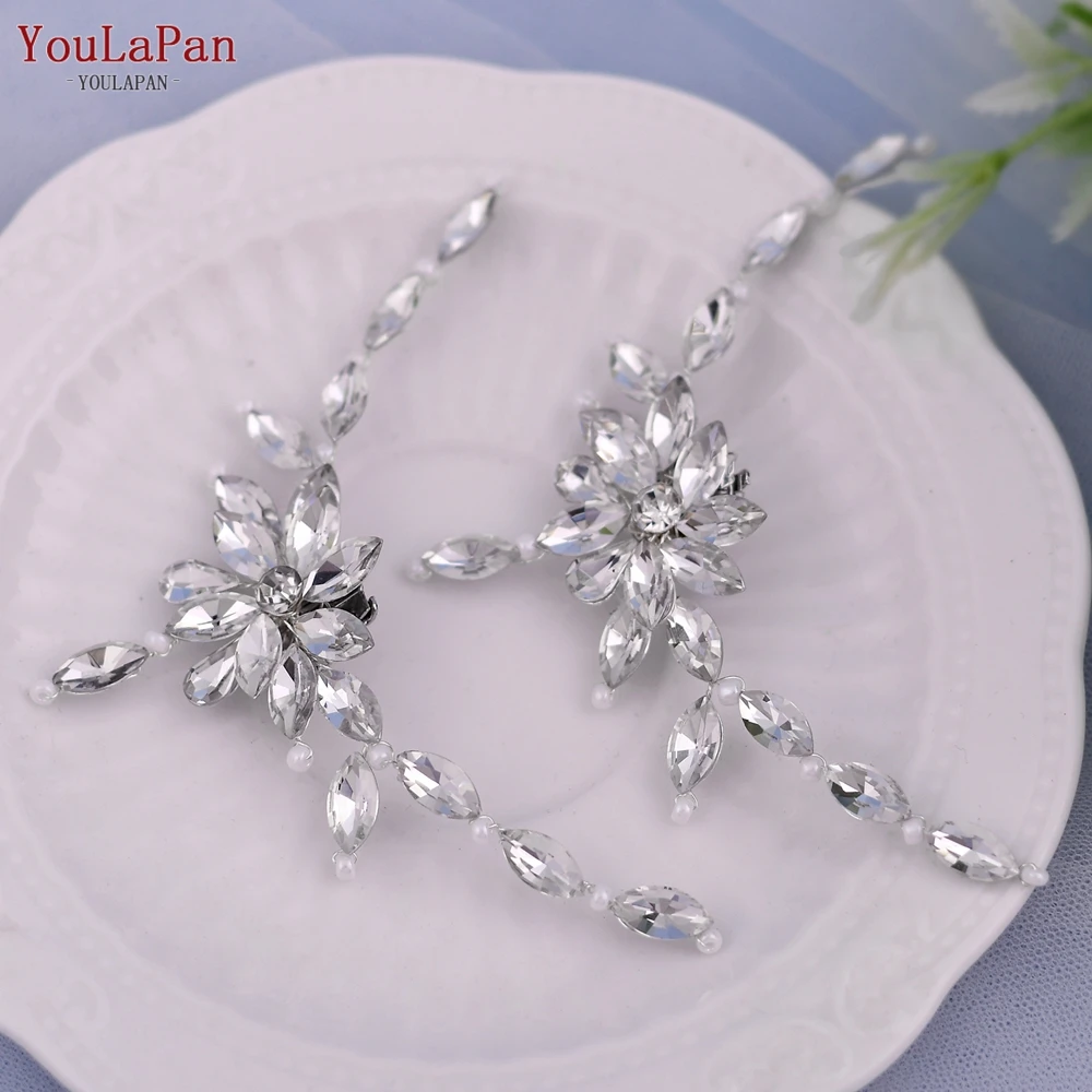 Youlapan 2 Stks/partij Verwijderbare Trouwschoenen Clips Strass Trouwschoenen Clips Bruids Accessoires Bruid Parels Decoratie Hx34