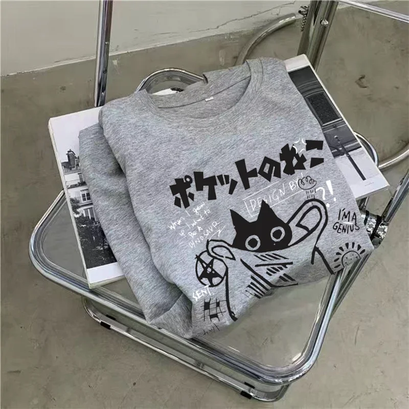 夏日本のかわいい漫画猫バッグプリント女性の大きいサイズルーズ半袖ドレス