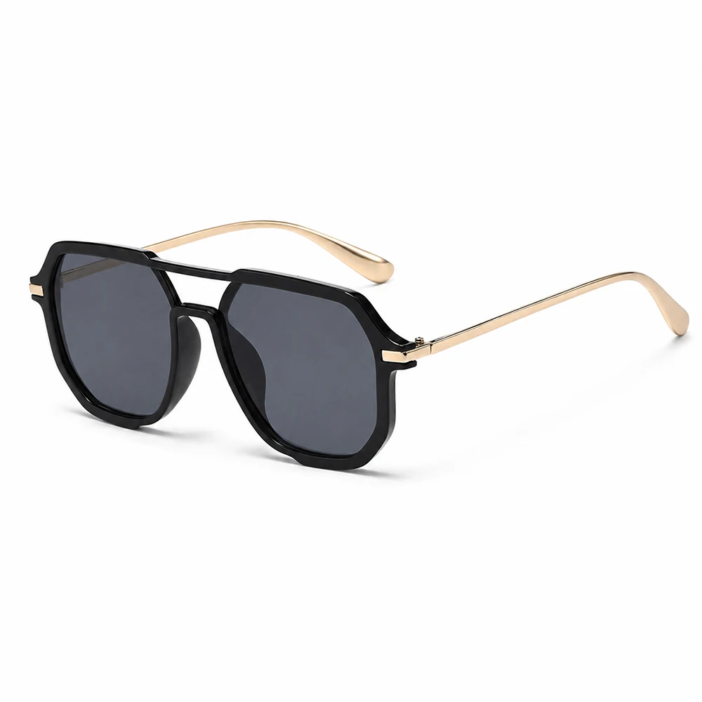Retro Doppelbrücken-Sonnenbrille Quadratisch für Damen und Herren Vintage UV400 Modische Sonnenbrille für Täglichen Outdoor-Gebrauch – Detail 5