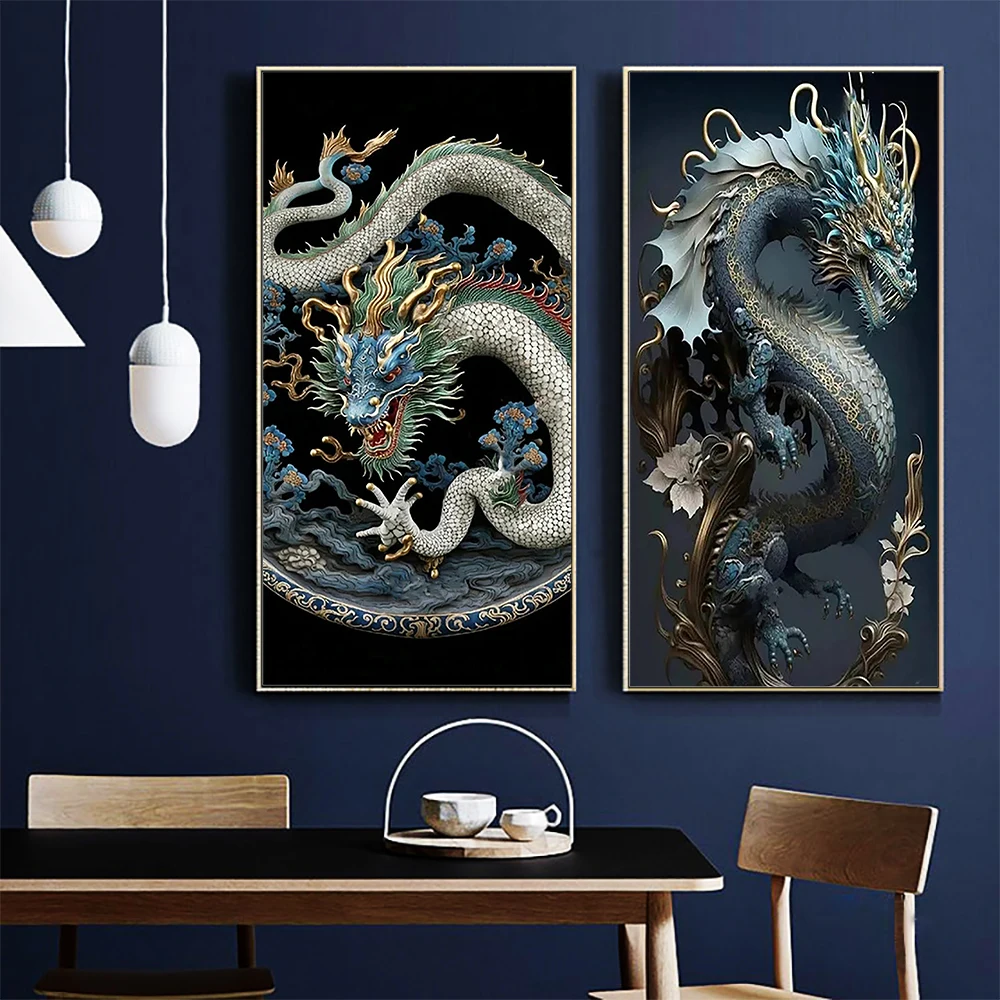 YOUQU Chinese Style Diamond Painting Oriental Dragon DIY Diamond Embroidery 5D Animal Diamond Mosaic Home Decoration Gifts