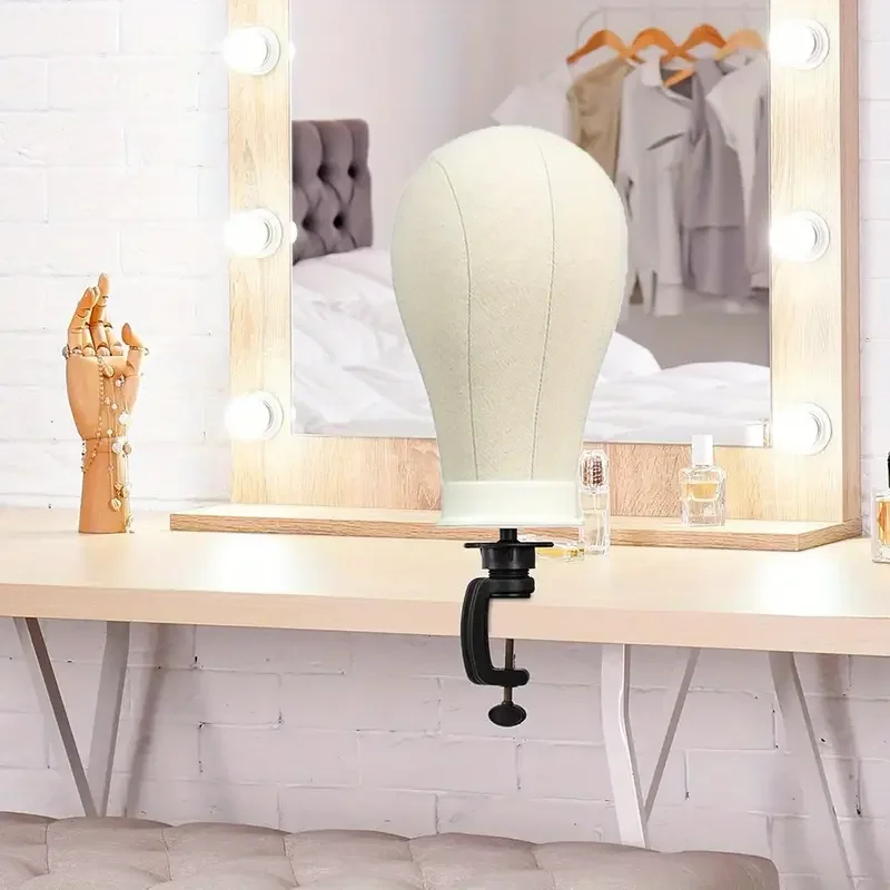 22 بوصة قماش شعر مستعار رئيس حامل عارضة أزياء رئيس طوي شعر مستعار حامل مجموعة لصنع العرض مع الجدول المشبك ، غطاء شعر مستعار ودبابيس T #6